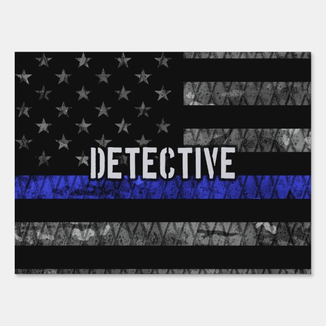 Detective Thin Blue Line Distressed Flag Sign (Front)
