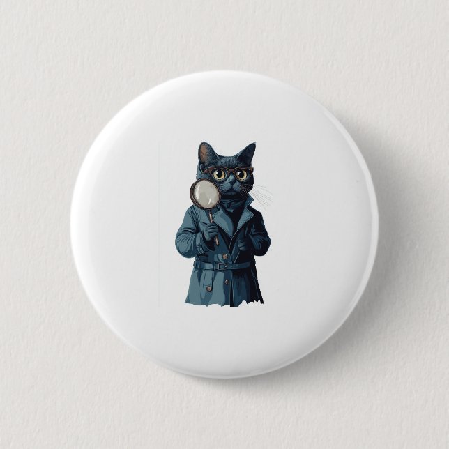 Detective Whiskers � Funny Cat Mystery Novel Button (Front)
