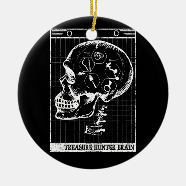 Detectorist Brain Scan Metal Detector Treasure Ceramic Ornament (Front)