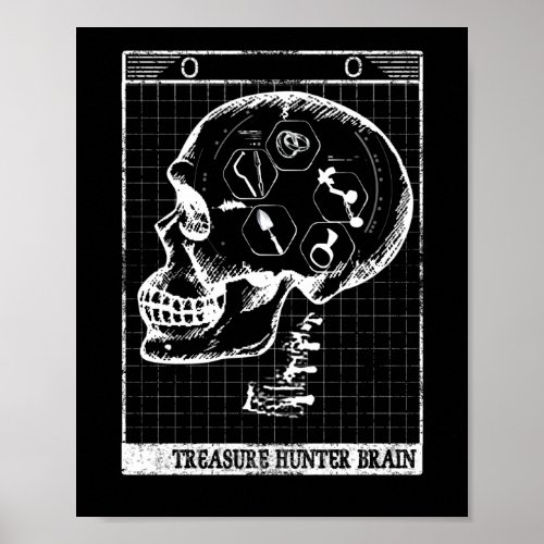 Detectorist Brain Scan Metal Detector Treasure Poster