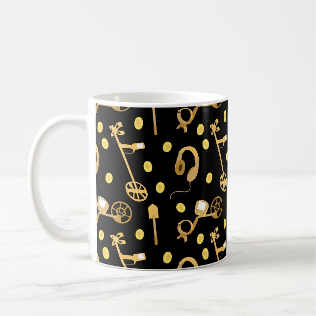 Detectorist Metal Detecting Pattern Coffee Mug (Left)