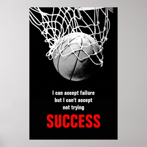 Determination Success Quote Basketball Poster