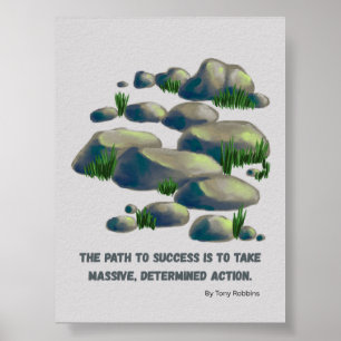 Determined Action Motivational Art Print for Work