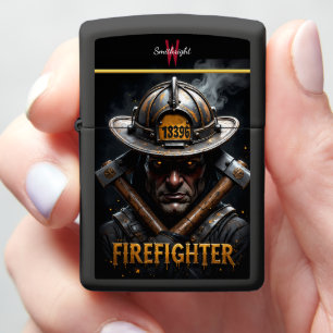 Determined Glow Eyes Axe Fireman Portrait Zippo Lighter