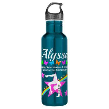 Determined Gymnast Girl Personalized Water Bottle by MySportsStar at Zazzle