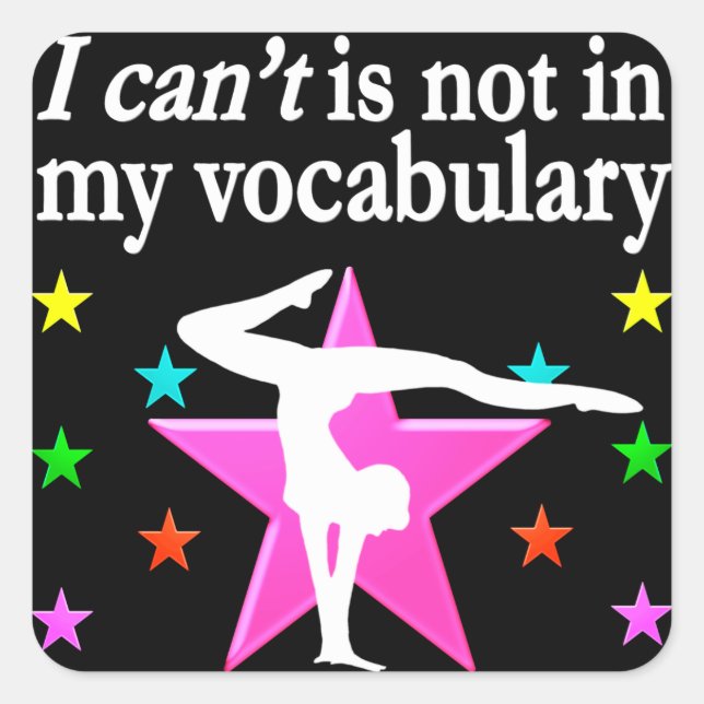 DETERMINED GYMNASTICS QUOTE DESIGN SQUARE STICKER (Front)