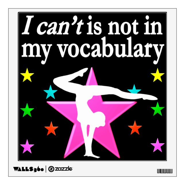 DETERMINED GYMNASTICS QUOTE DESIGN WALL STICKER (Front)