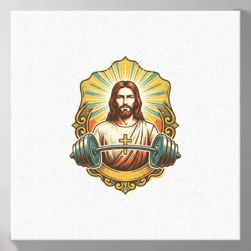 Determined Jesus Heavy Iron Barbell Powerlifting G Canvas Photo Tile
