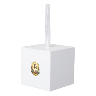 Determined Jesus Heavy Iron Barbell Powerlifting G Cube Ornament