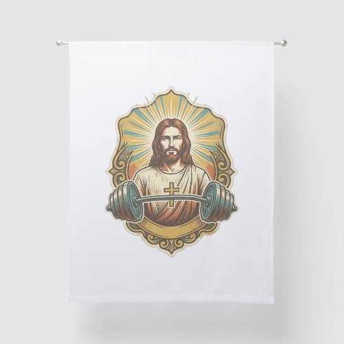Determined Jesus Heavy Iron Barbell Powerlifting G Sheer Curtains