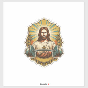 Determined Jesus Heavy Iron Barbell Powerlifting G Sticker