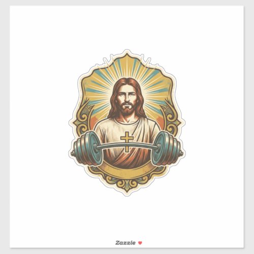 Determined Jesus Heavy Iron Barbell Powerlifting G Sticker
