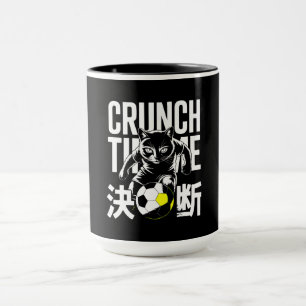 Determined Kawaii Soccer Cat Mug - Japanese Kanji