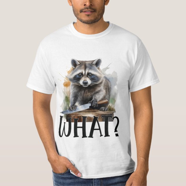 Determined Raccoon with a Kitchen Knife, what T-Shirt (Front)