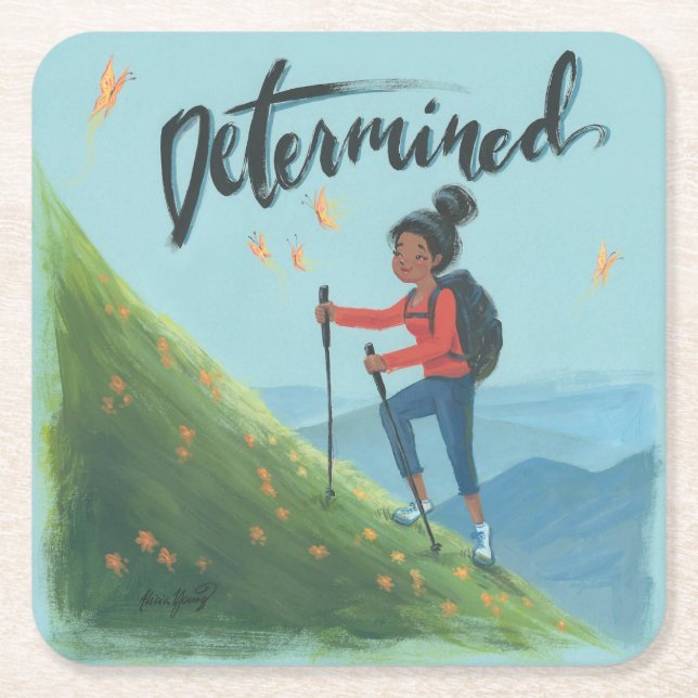 Determined! Square Paper Coaster (Front)