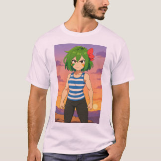 Determined Sunset Warrior – Anime Girl Art T-Shirt