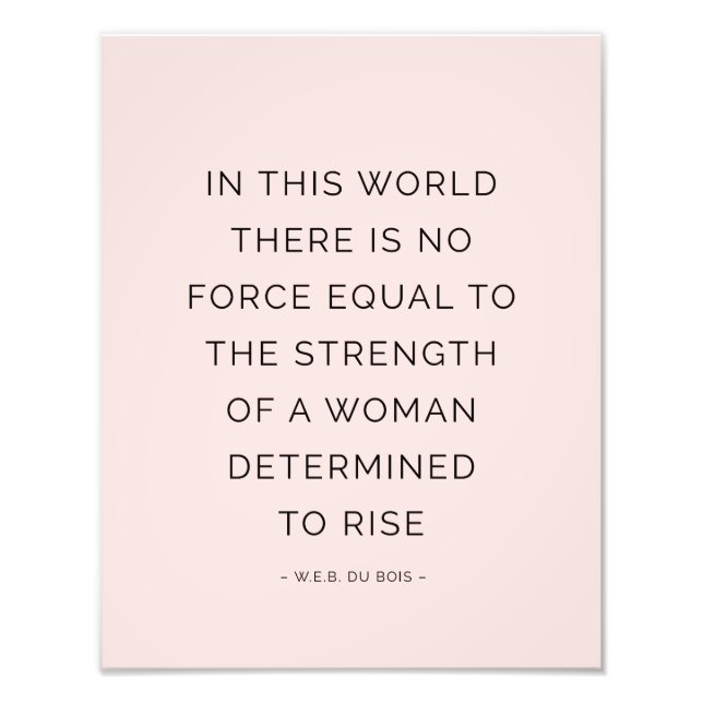 Determined Woman Inspiring Quotes Pink Black Photo Print (Front)