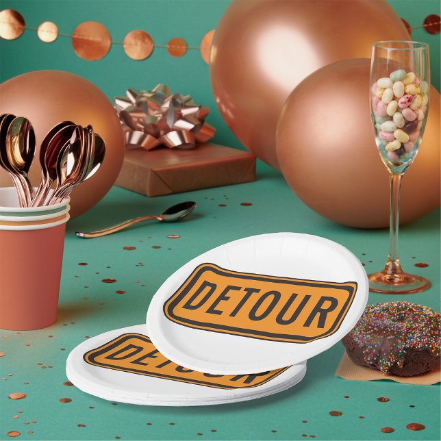 Detour Road Sign Paper Plates (Creator Uploaded)
