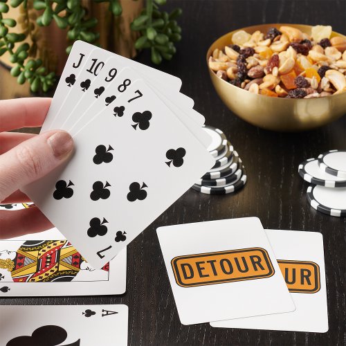 Detour Road Sign Playing Cards