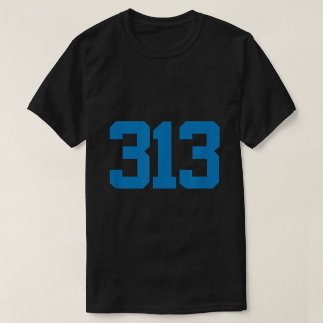 Detroit 313 Area Code GRIT Sports Fan Detroiter T-Shirt (Design Front)