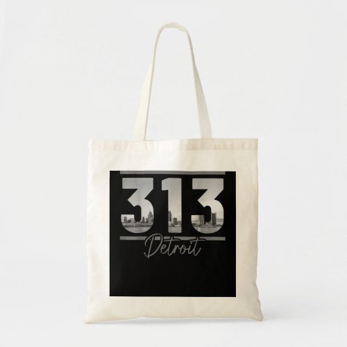 Detroit 313 Area Code Skyline Michigan Vintage Tote Bag