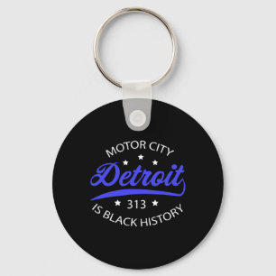Detroit 313 Motor City Black History Month Keychain