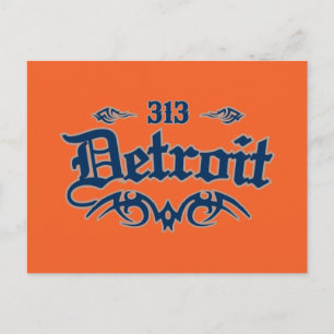 Detroit 313 postcard