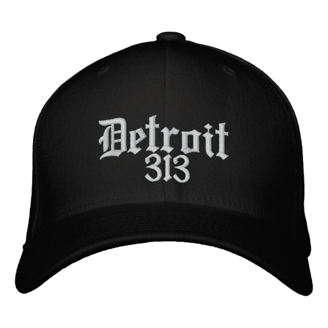 Detroit Area code 313 Embroidered Baseball Cap (Front)