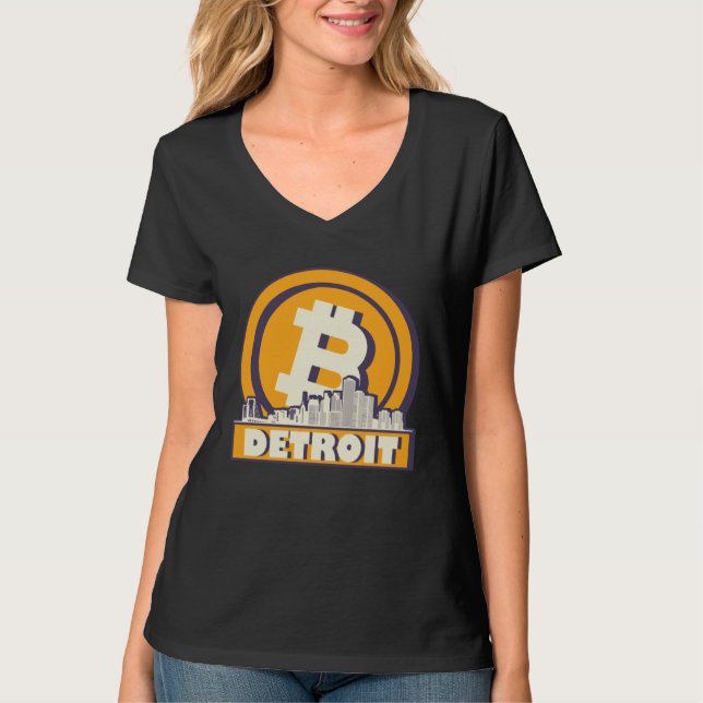 Detroit Bitcoin Maximalist  Bitcoin Detroit Skylin T-Shirt (Front)