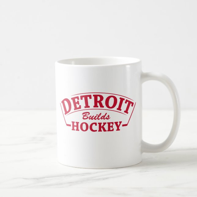 Detroit Builds Hockey White Mug (Right)