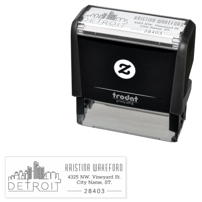 Detroit City | Custom Address Self-inking Stamp (In Situ)