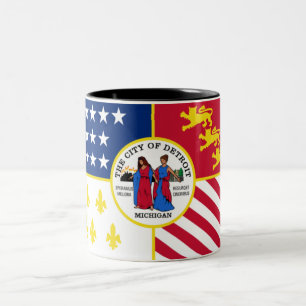 Detroit city flag Two-Tone coffee mug