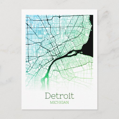 Detroit City Map Postcard