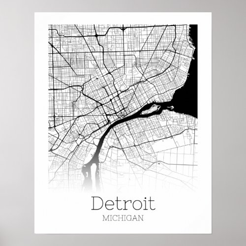 Detroit City Map Poster