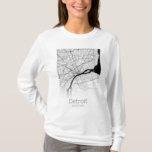 Detroit City Map T_Shirt