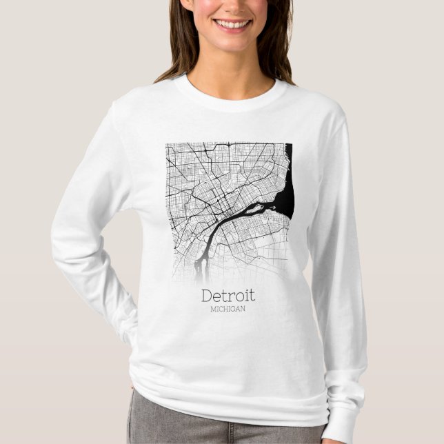 Detroit City Map T-Shirt (Front)