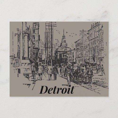 Detroit City Michigan USA Old_Fashioned Postcard