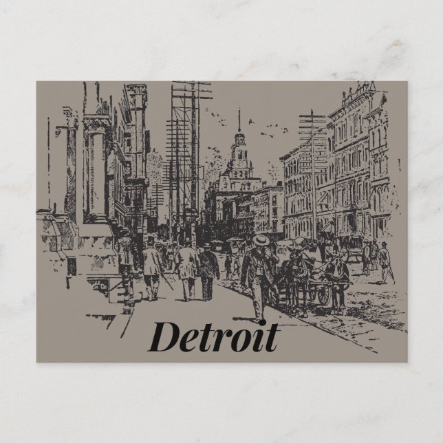 Detroit City Michigan USA, Old-Fashioned Postcard (Front)