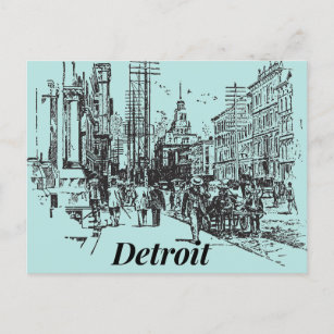 Detroit City Michigan USA, Old-Fashioned Postcard