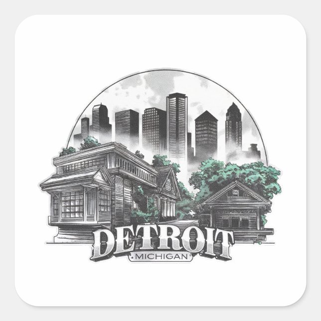 Detroit City Michigan USA Square Sticker (Front)