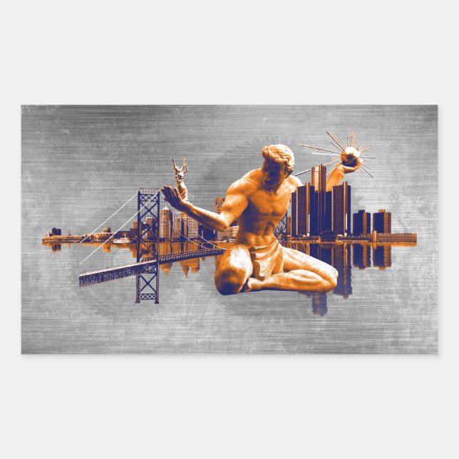 Detroit City Rectangular Sticker (Front)