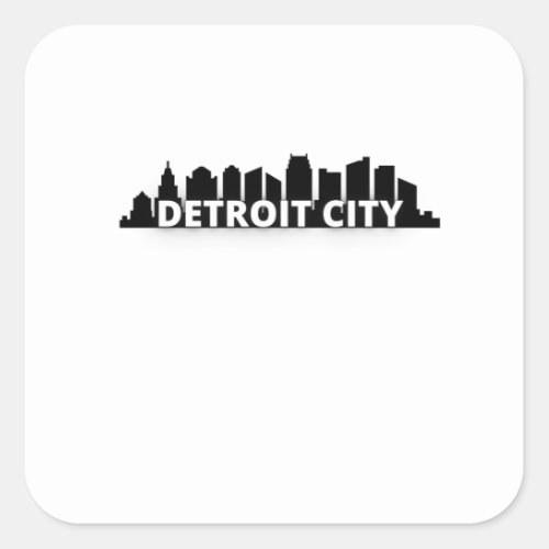 Detroit City Skyscraper Skyline Square Sticker