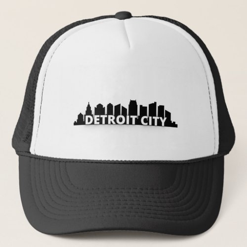 Detroit City Skyscraper Skyline Trucker Hat