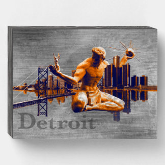 Detroit City Wooden Box Sign