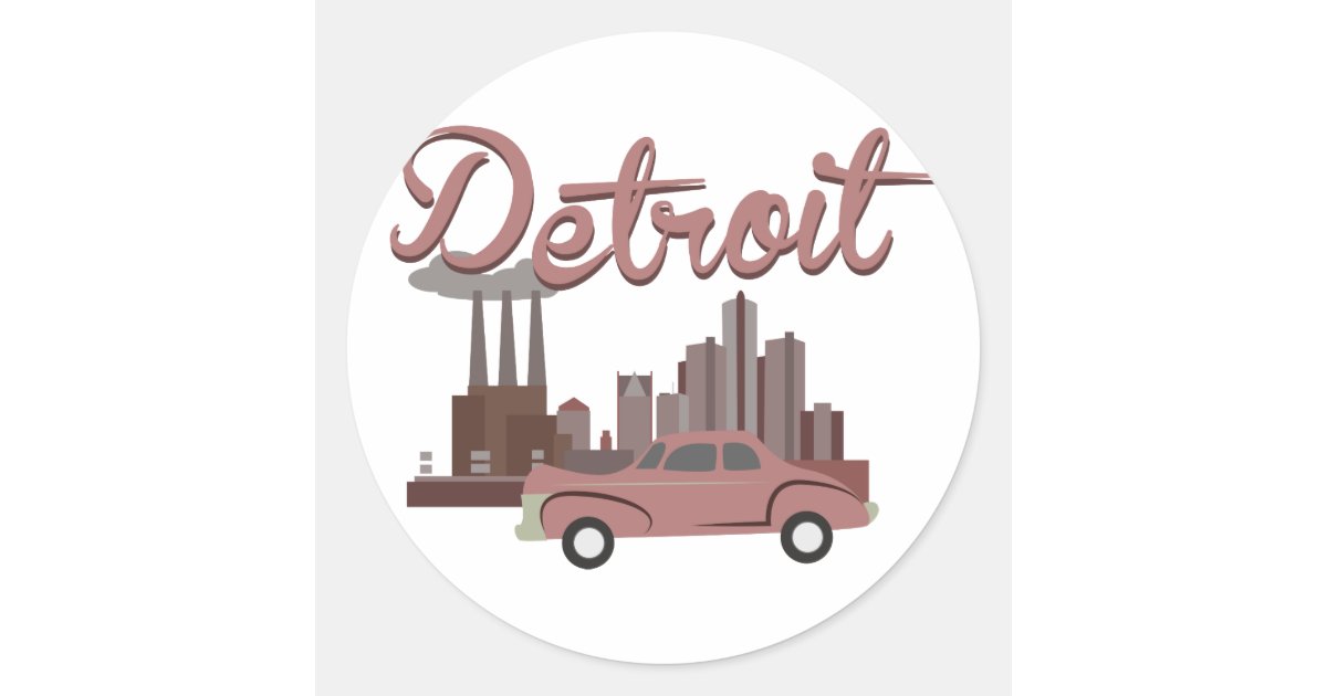 Detroit Classic Round Sticker | Zazzle