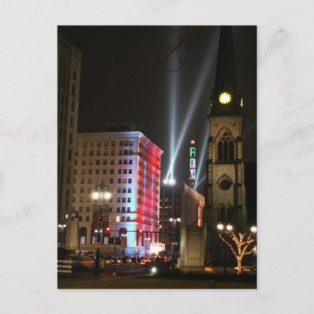 Detroit - Downtown lights Postcard (Front)