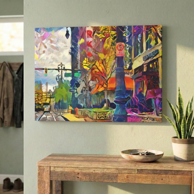 Detroit Downtown Vibrant Street Life Canvas Print (Detroit's Bold Side)