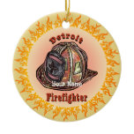 Detroit Firefighter  Ceramic Ornament