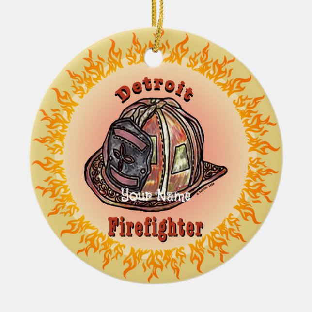 Detroit Firefighter  Ceramic Ornament (Front)