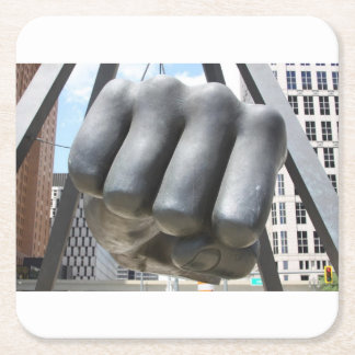 Detroit fist square paper coaster